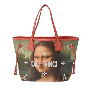 Louis Vuitton Da Vinci Masters Neverfull Poppy Petal Leather Tote Bag